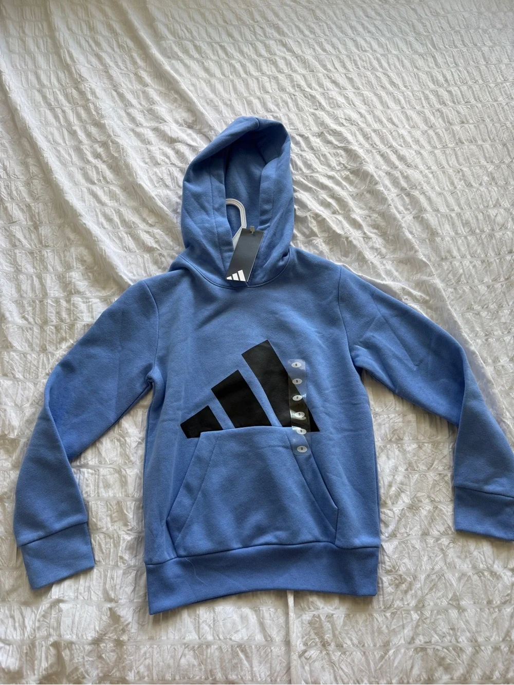 Boys Size Small Adidas Blue Hoodie with Black Logo